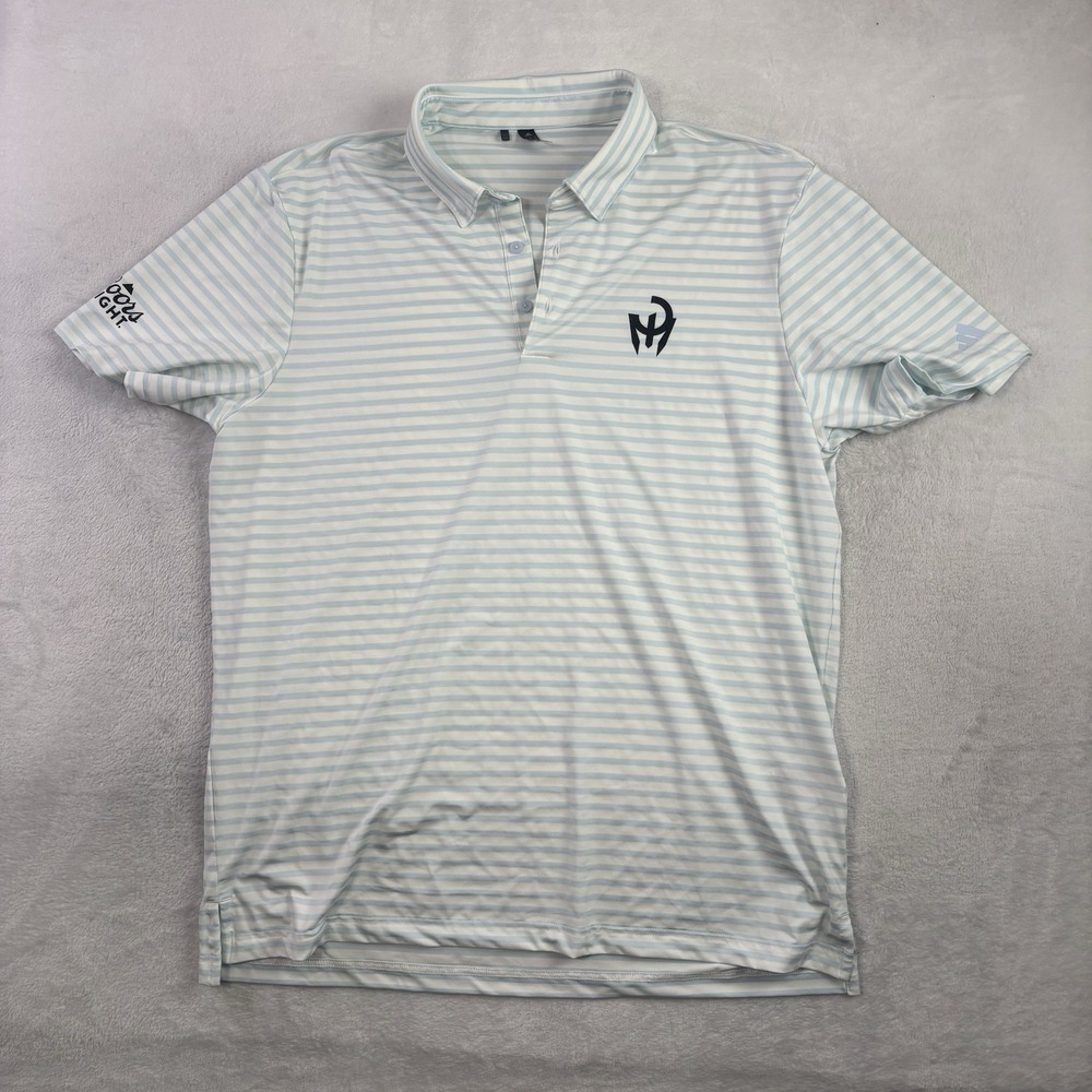 Adidas Patrick Mahomes Coors Light Striped Blue SS Collared Polo Shirt Men's L